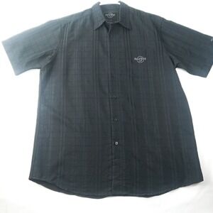 Hard Rock Cafe Hawaiian Shirt Mens XL Black Short Sleeve Resort Lounge